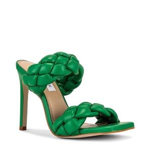 Steve Madden Green Braided Kenley High Heels Sandals Size 8.5